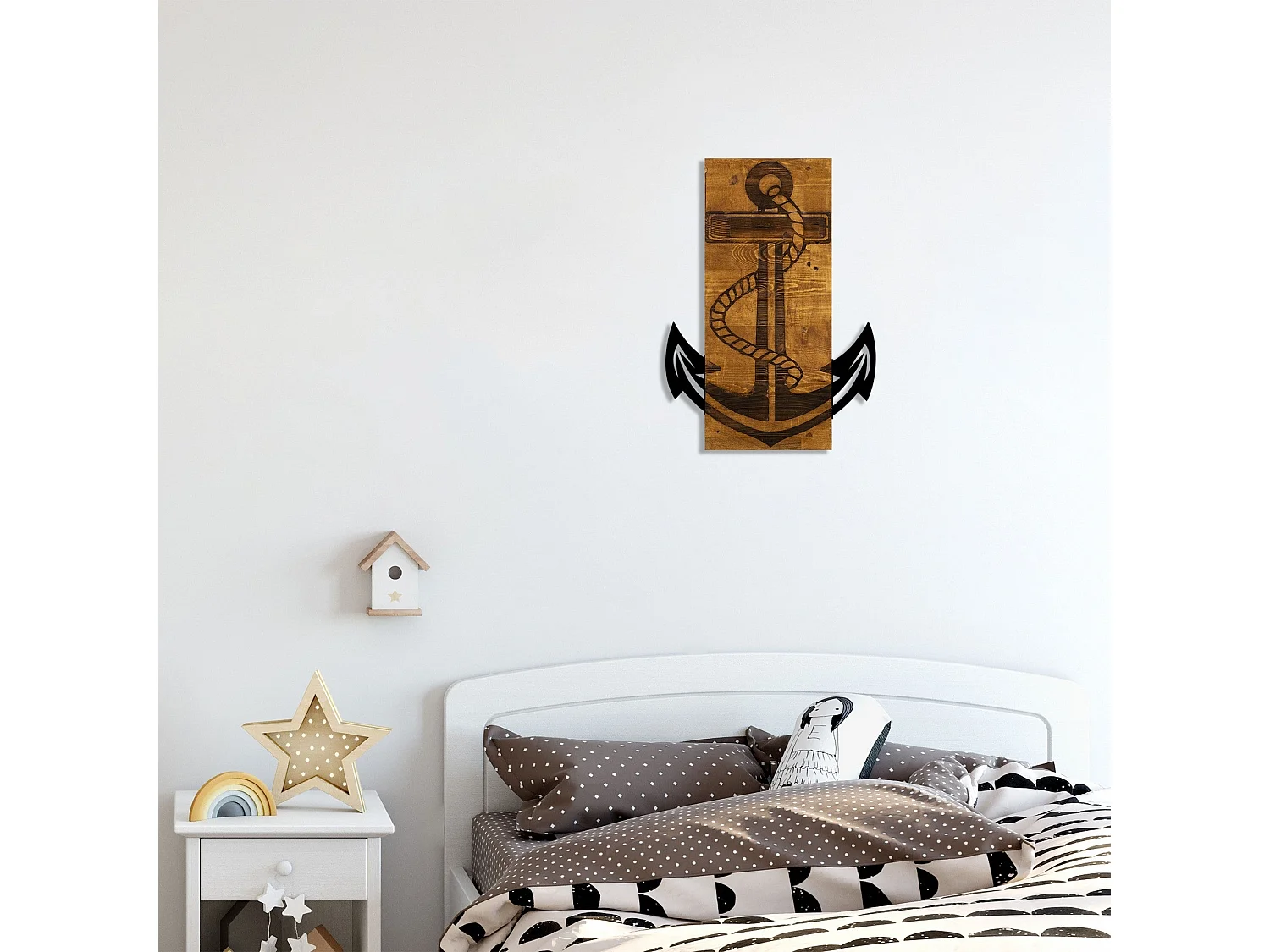 Accesorio decorativo de pared – 41 x 58 cm – nogal y negro – 50% madera y 50% metal