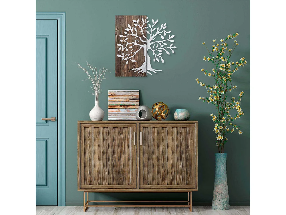 Décoration murale en métal et bois Arbre Modèle 3