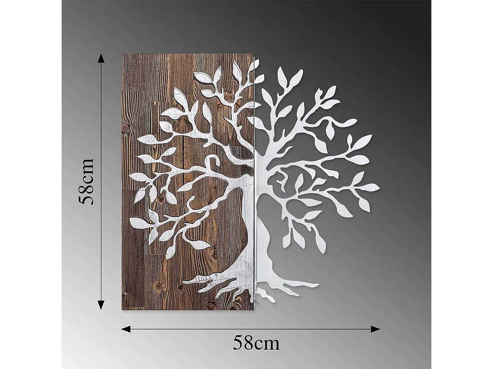 Décoration murale en métal et bois Arbre Modèle 3