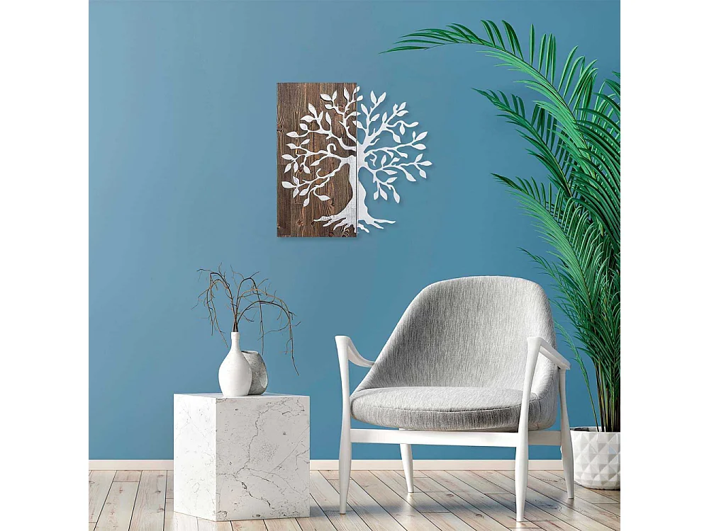 Décoration murale en métal et bois Arbre Modèle 3