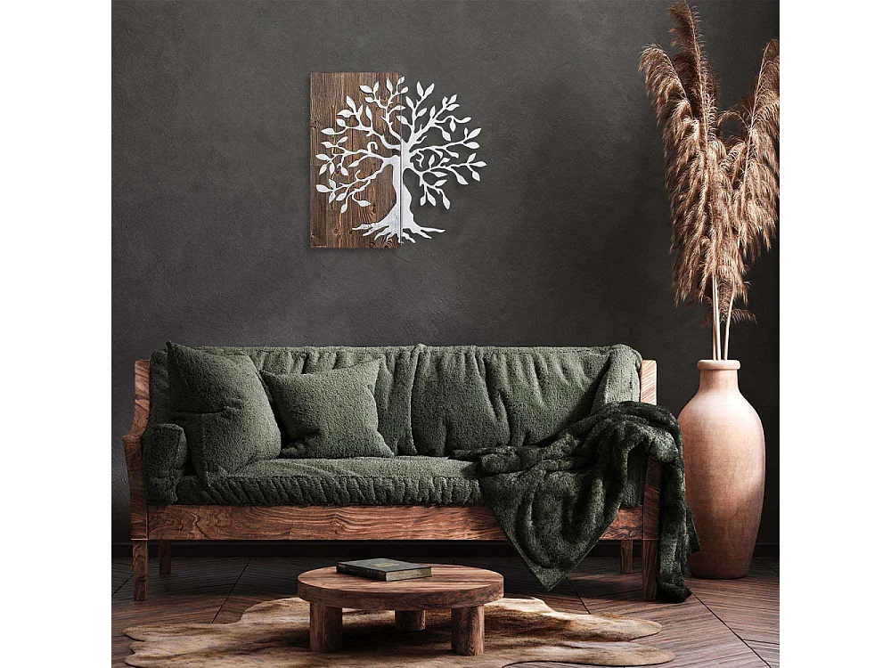 Décoration murale en métal et bois Arbre Modèle 3