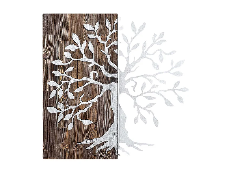 Décoration murale en métal et bois Arbre Modèle 3
