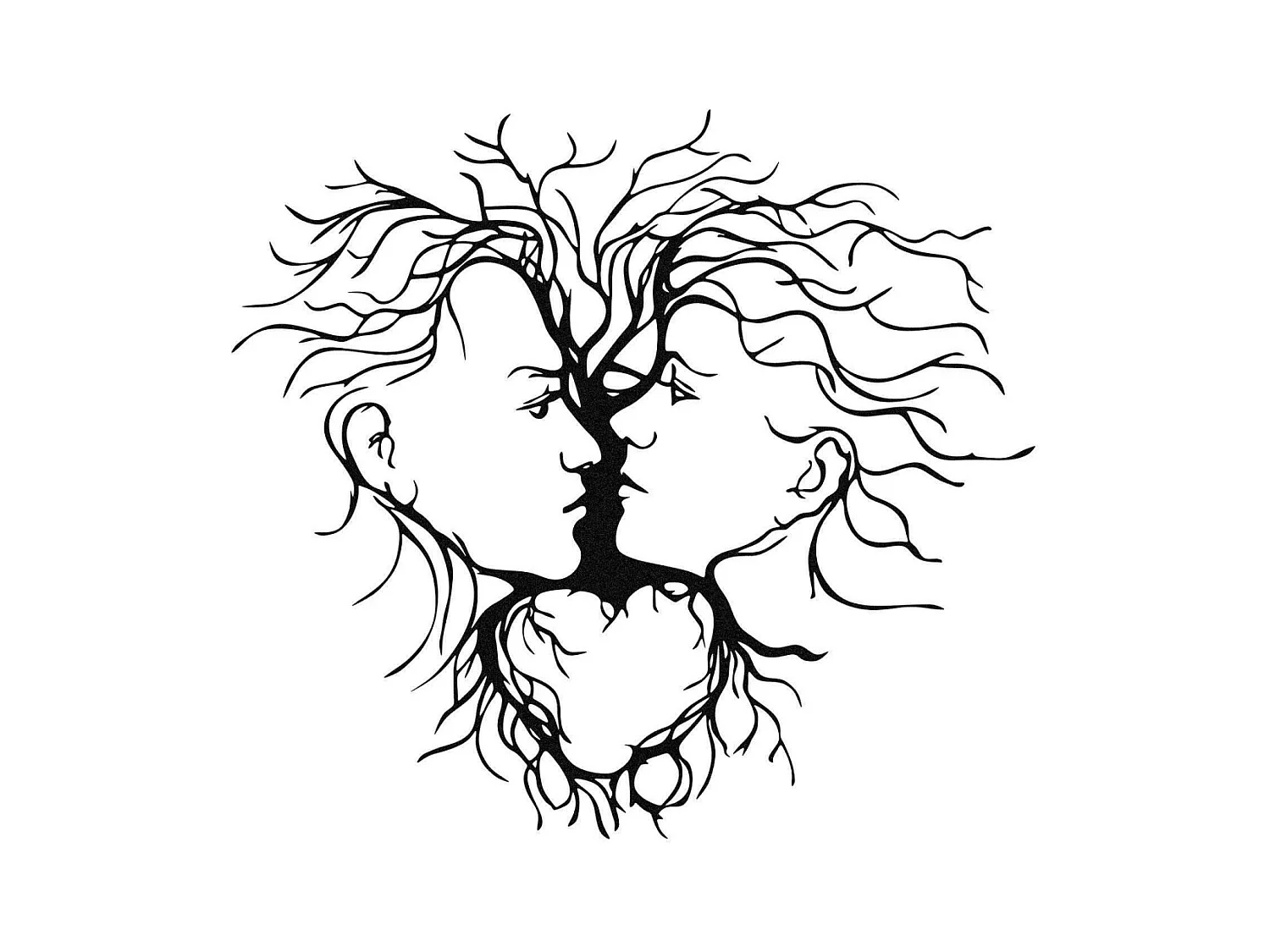 Décoration murale en métal Nature Arbres et couple