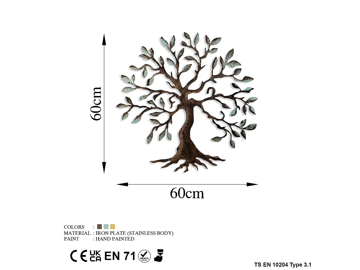 Décoration murale en métal coloré Arbre 2