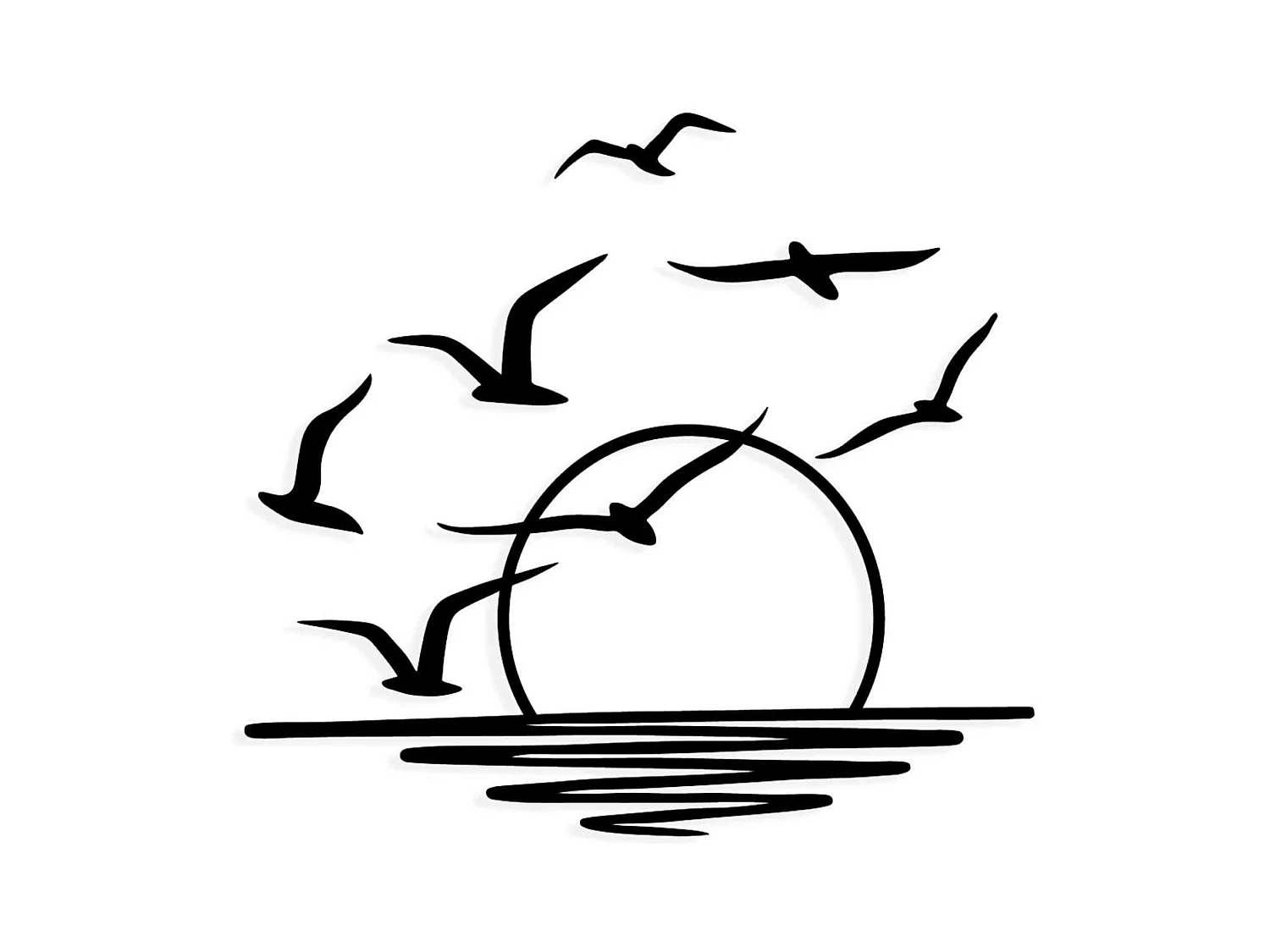 Décoration murale en métal Nature Coucher de soleil avec oiseaux