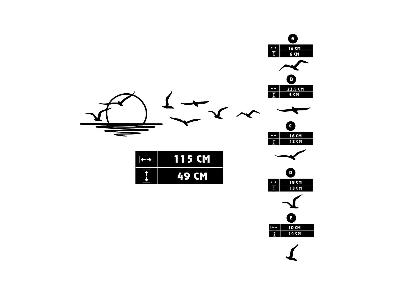 Décoration murale en métal Nature Coucher de soleil avec oiseaux