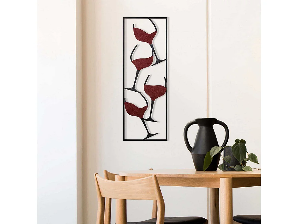 Décoration murale en métal Verres de vin noir