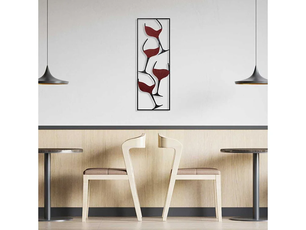 Décoration murale en métal Verres de vin noir