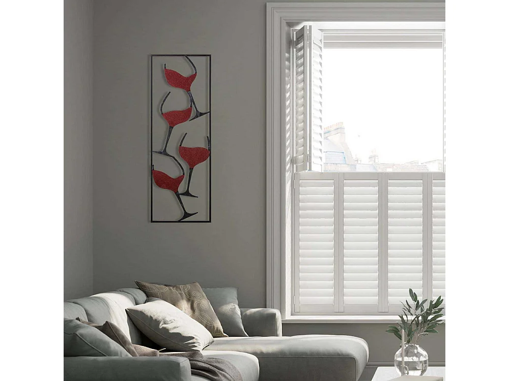 Décoration murale en métal Verres de vin noir