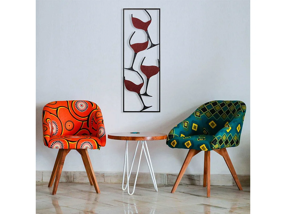 Décoration murale en métal Verres de vin noir