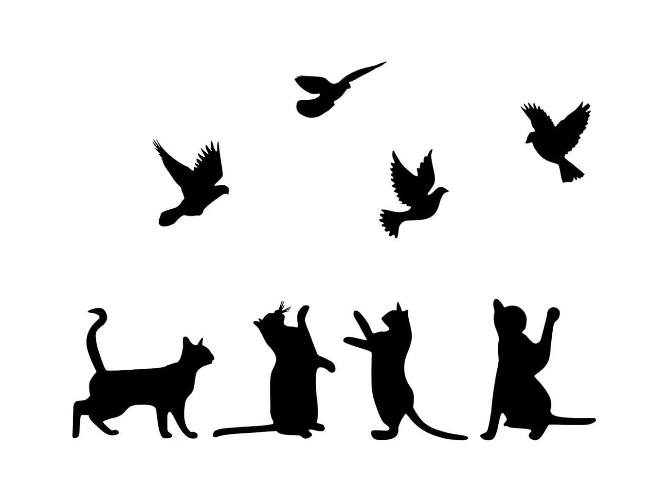 Décoration murale en métal Animal Chats et oiseaux