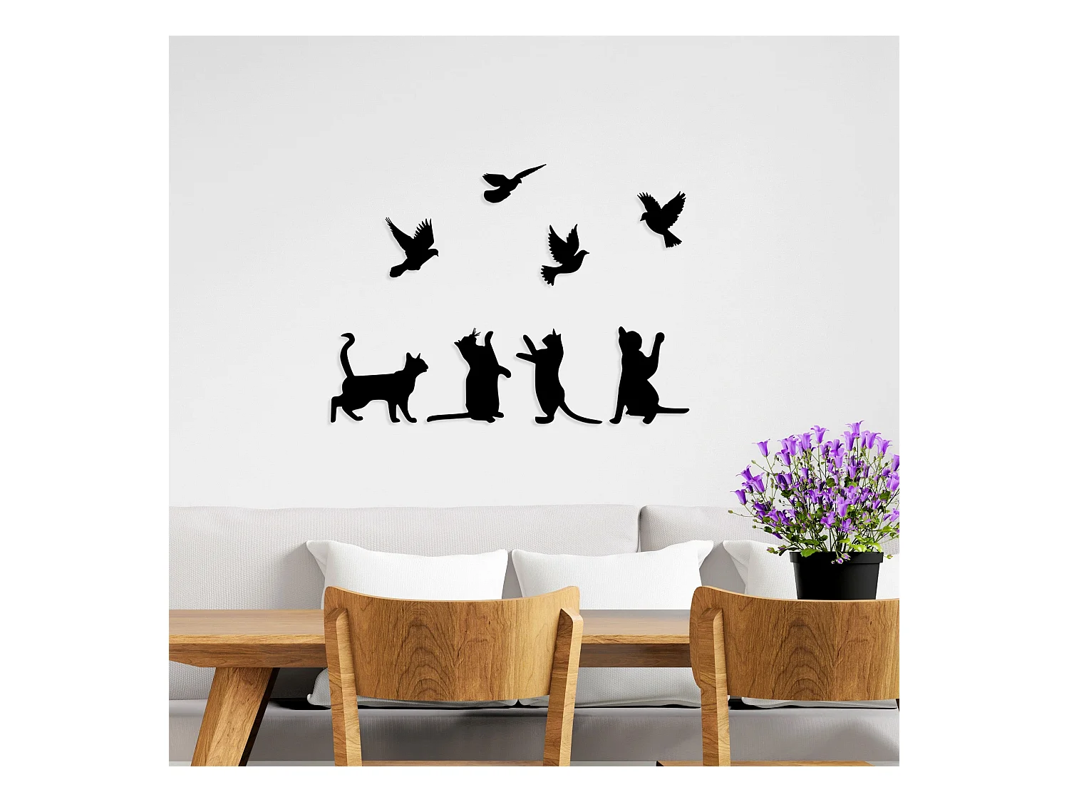 Accesorio decorativo de pared – 79 x 110 cm – Negro – Metal