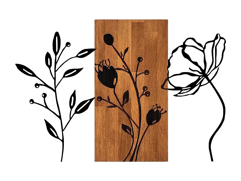 Décoration murale en bois et métal Florale Triple Flowers