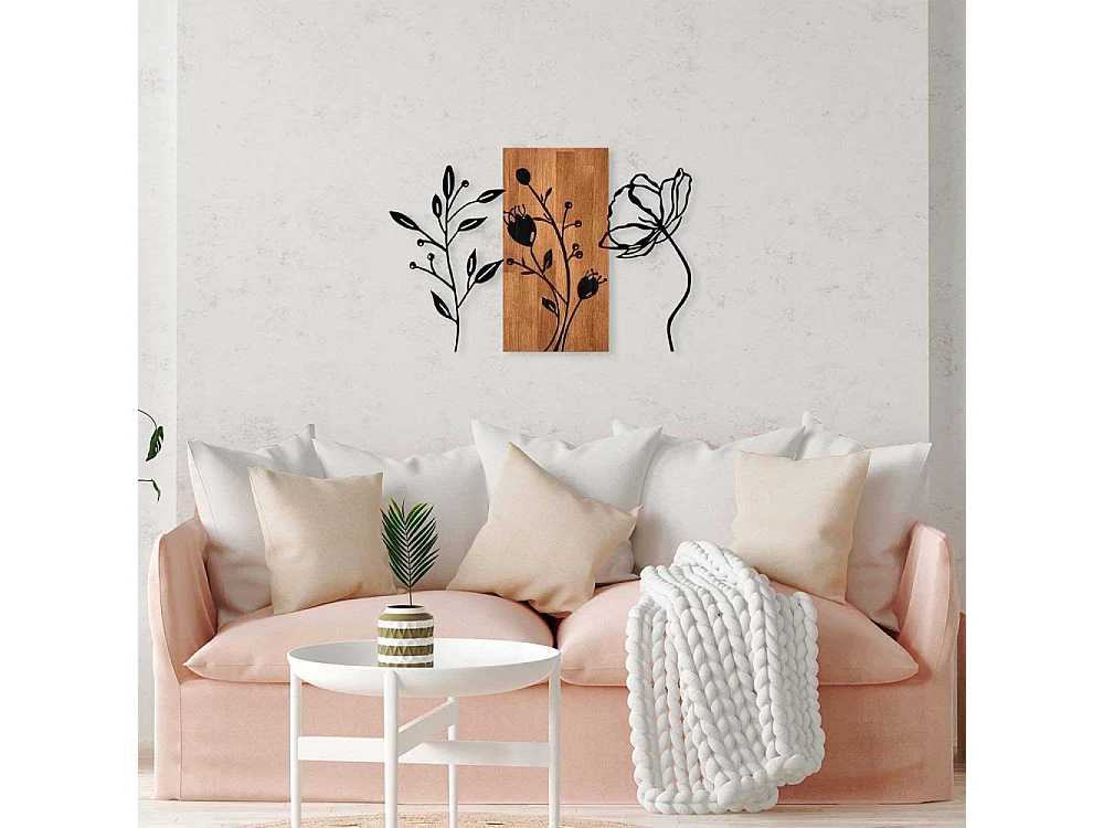 Décoration murale en bois et métal Florale Triple Flowers