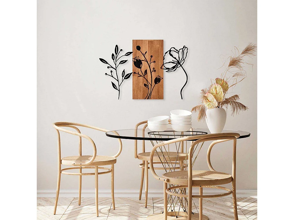 Décoration murale en bois et métal Florale Triple Flowers