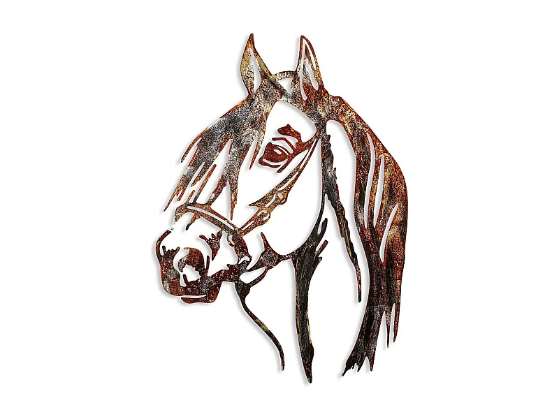 Décoration murale en métal Animal Cheval (effet rouillé)