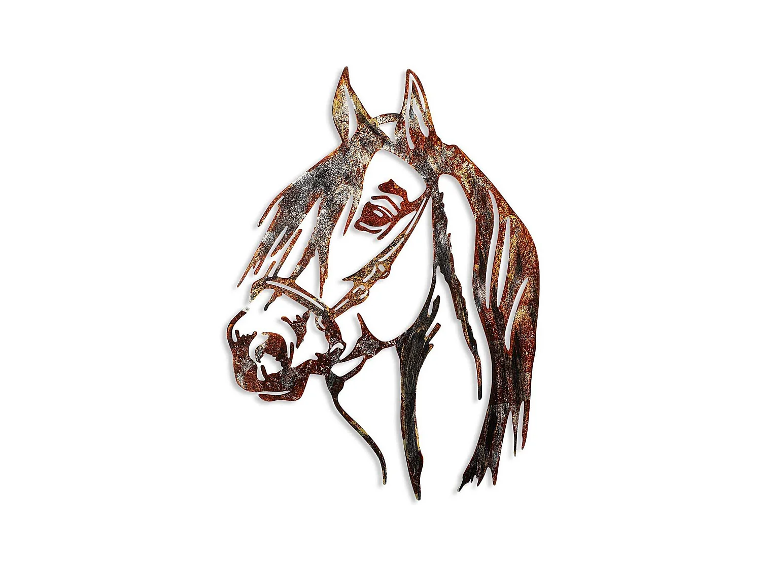 Décoration murale en métal Animal Cheval (effet rouillé)