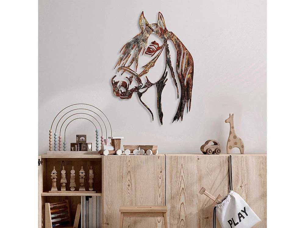 Décoration murale en métal Animal Cheval (effet rouillé)