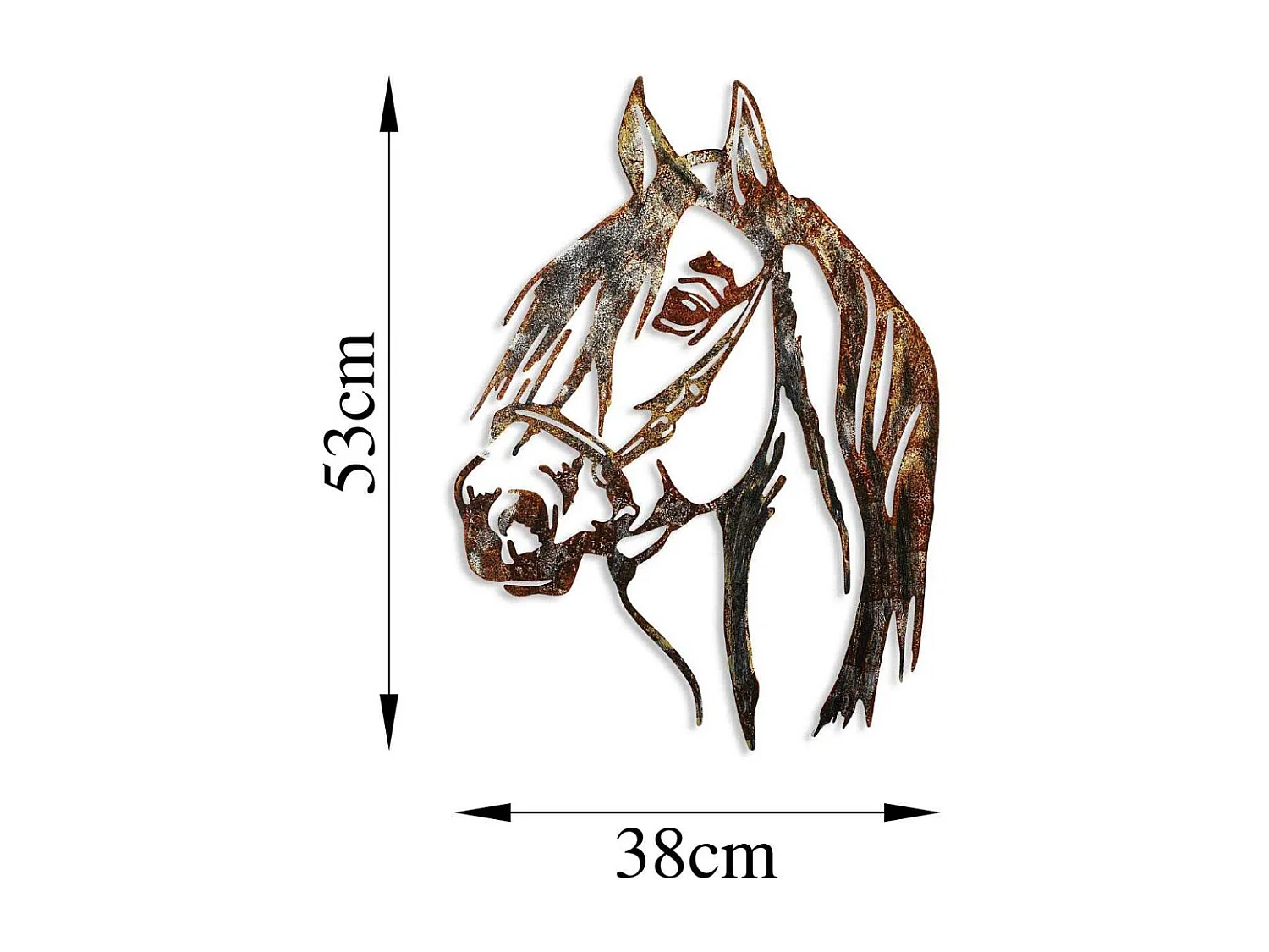 Décoration murale en métal Animal Cheval (effet rouillé)