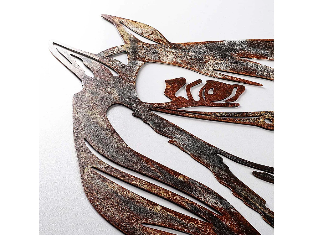 Décoration murale en métal Animal Cheval (effet rouillé)