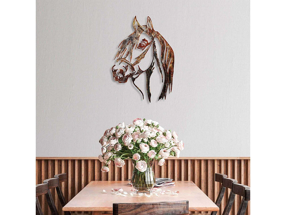 Décoration murale en métal Animal Cheval (effet rouillé)