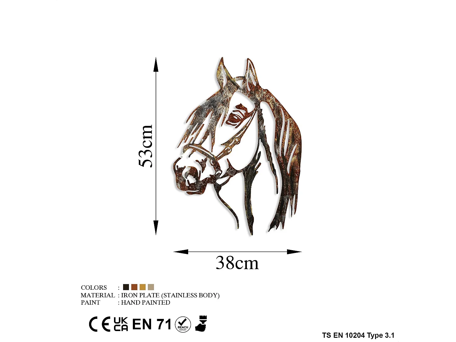 Décoration murale en métal Animal Cheval (effet rouillé)