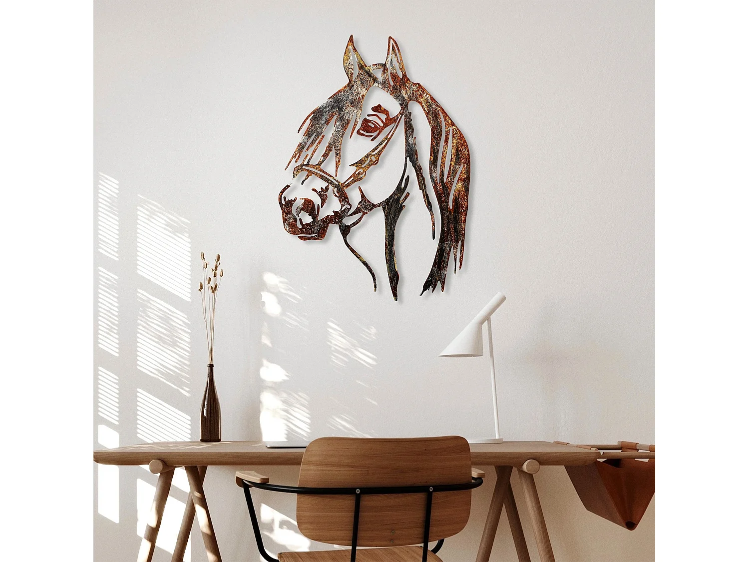 Décoration murale en métal Animal Cheval (effet rouillé)
