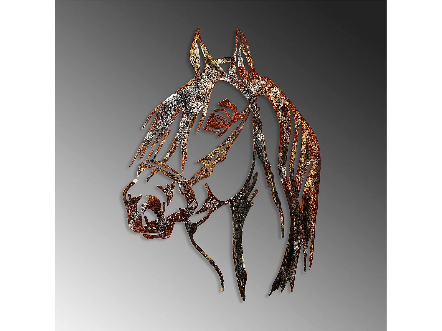Décoration murale en métal Animal Cheval (effet rouillé)