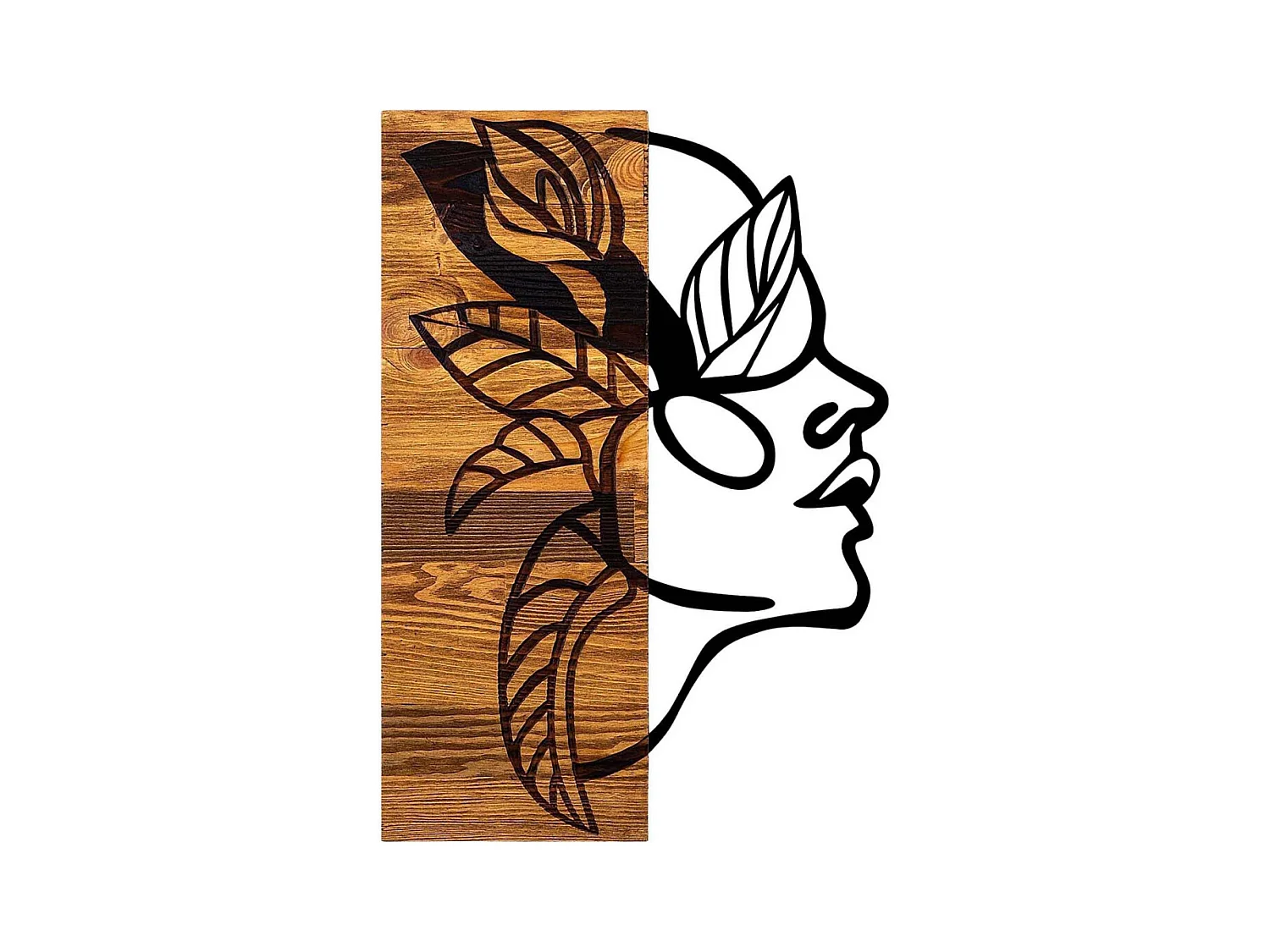 Décoration murale en bois et métal Walnut Indien