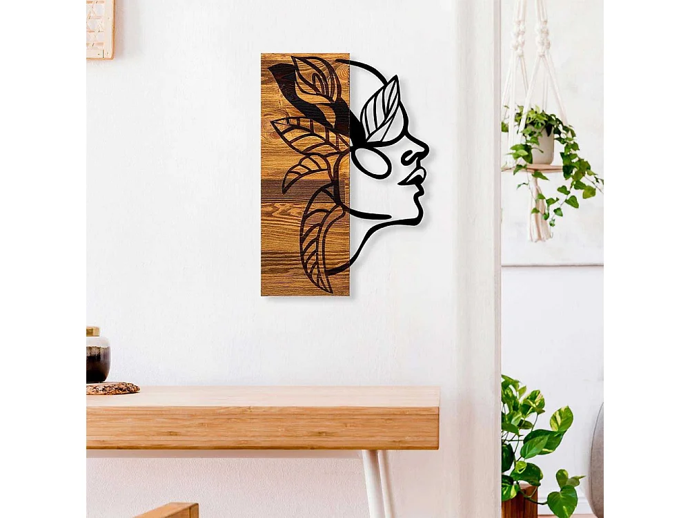 Décoration murale en bois et métal Walnut Indien