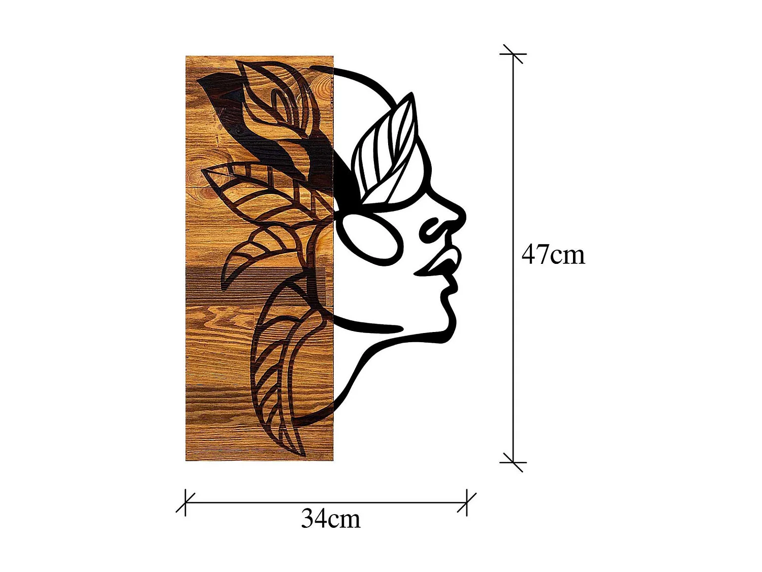 Décoration murale en bois et métal Walnut Indien