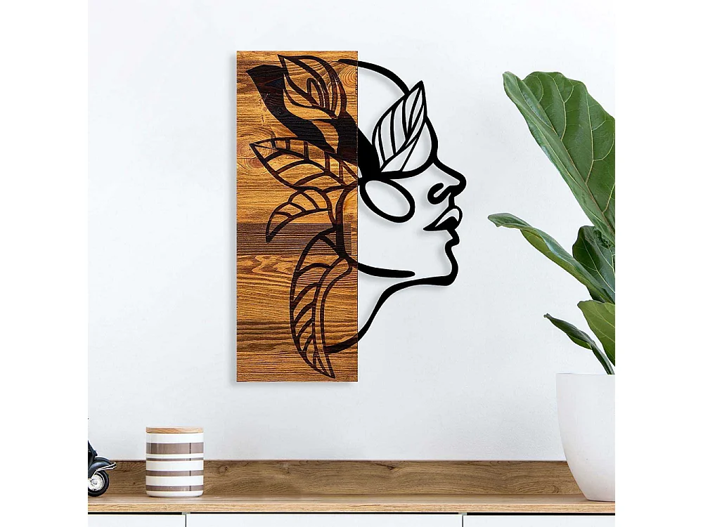 Décoration murale en bois et métal Walnut Indien