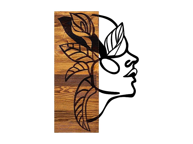 Décoration murale en bois et métal Walnut Indien