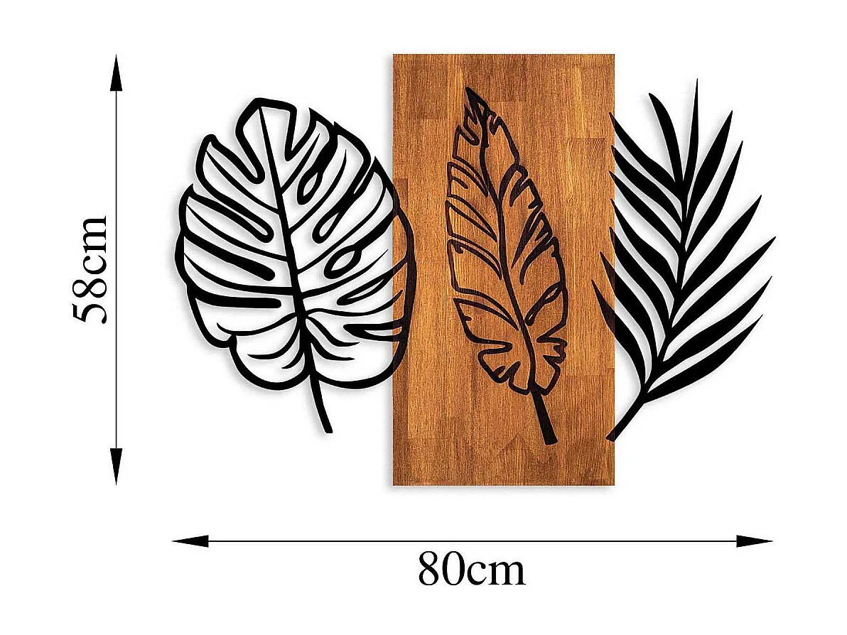 Décoration murale en bois et métal Florale Triple Leaves