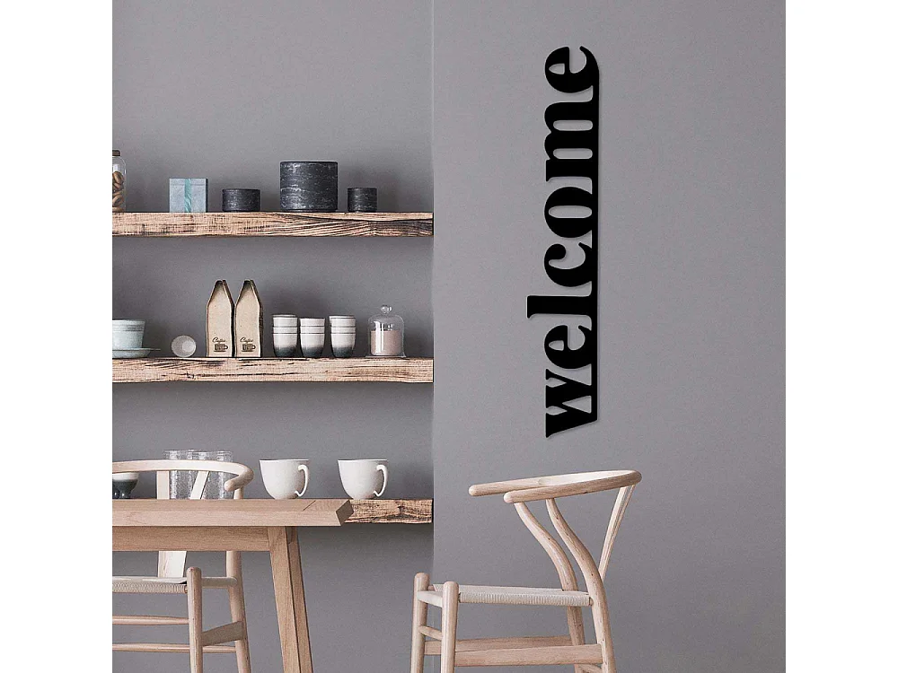 Decoration murale en métal Citation Welcome