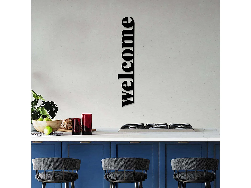 Decoration murale en métal Citation Welcome