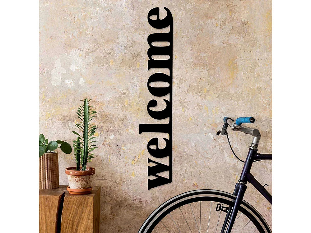 Decoration murale en métal Citation Welcome