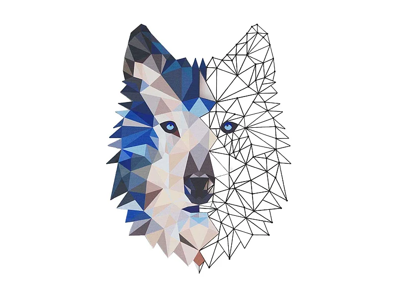 Décoration murale en métal coloré Loup