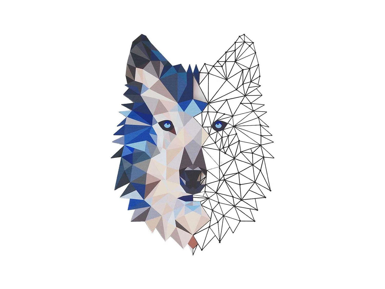 Décoration murale en métal coloré Loup