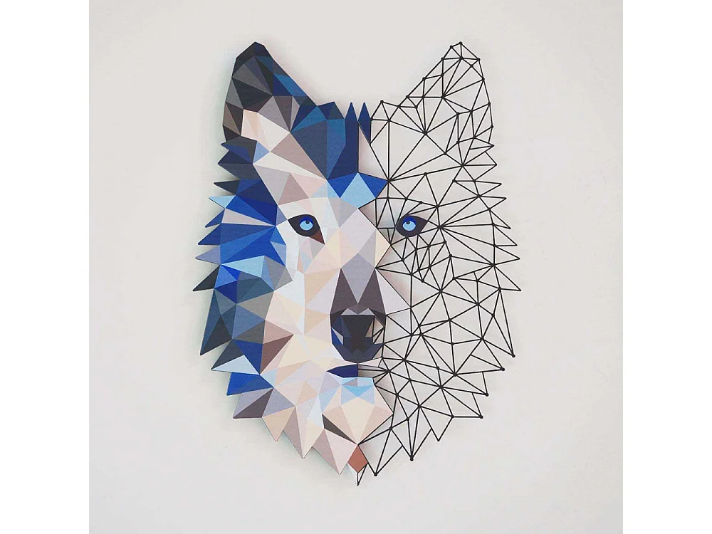 Décoration murale en métal coloré Loup