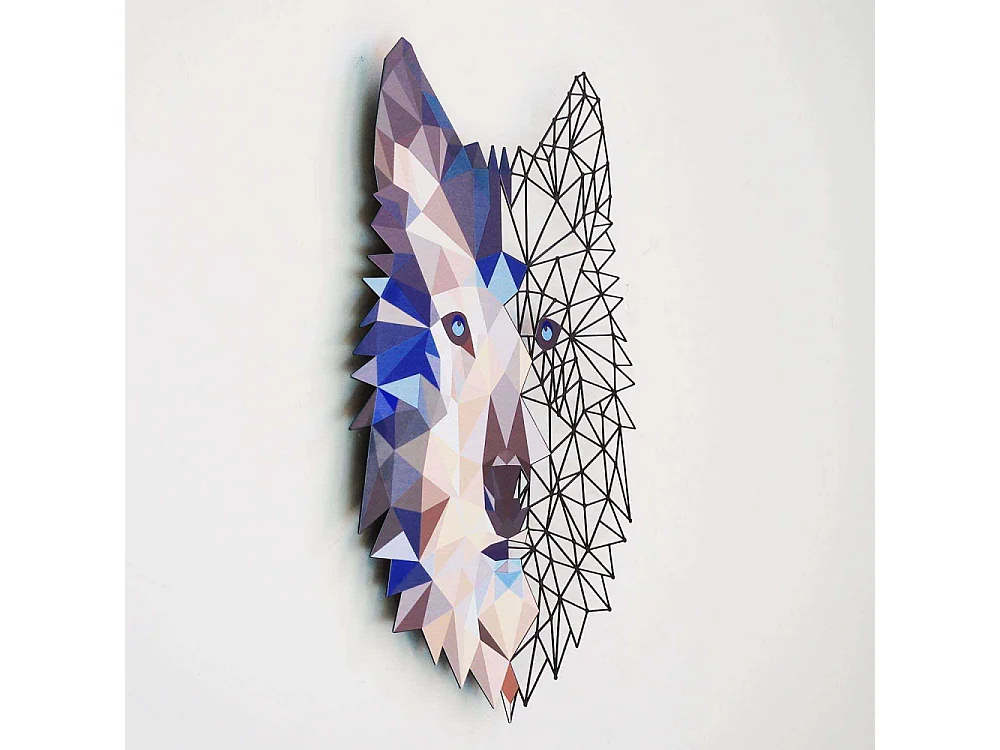 Décoration murale en métal coloré Loup