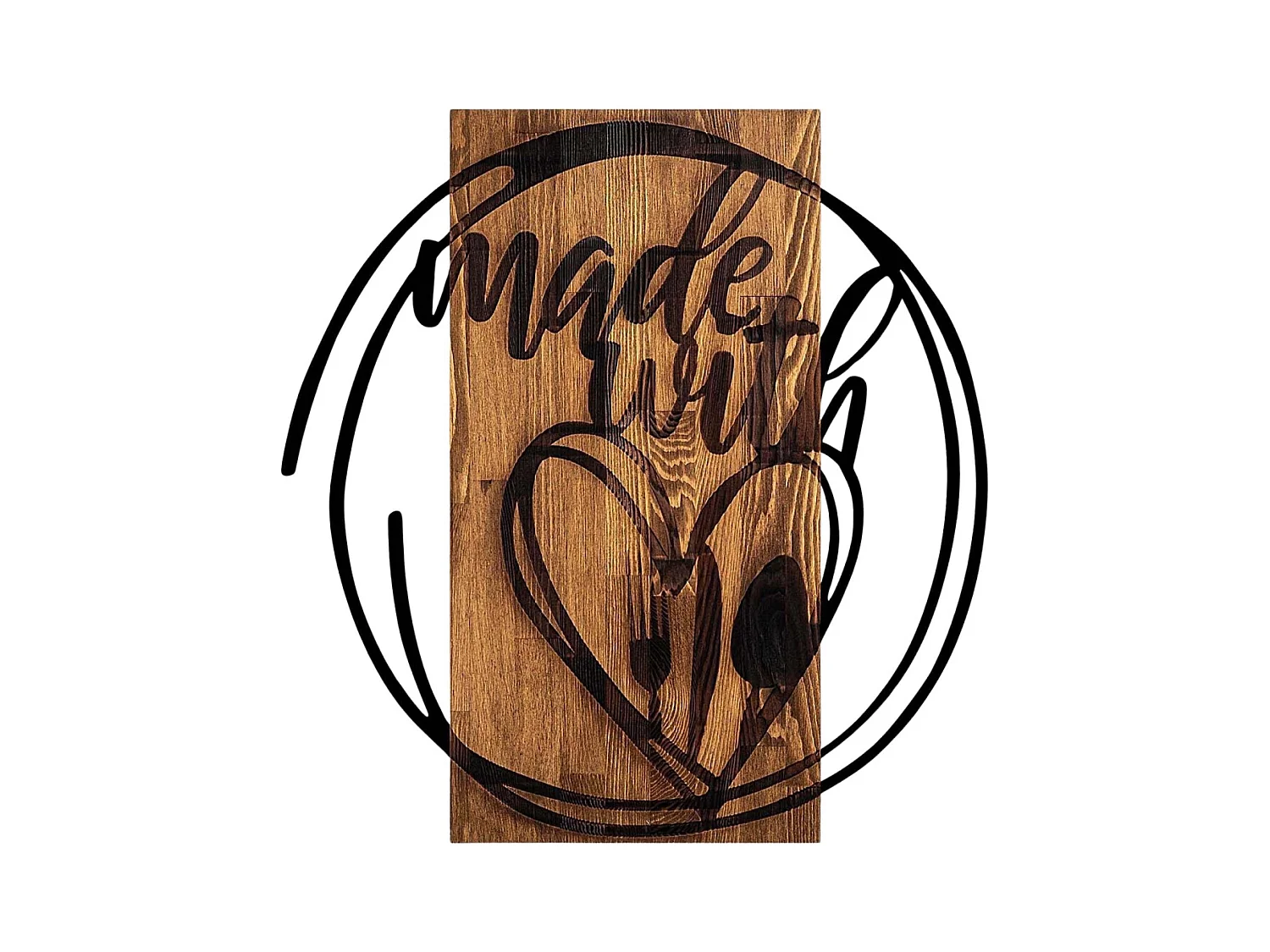 Décoration murale en bois et métal Citation Made With Love