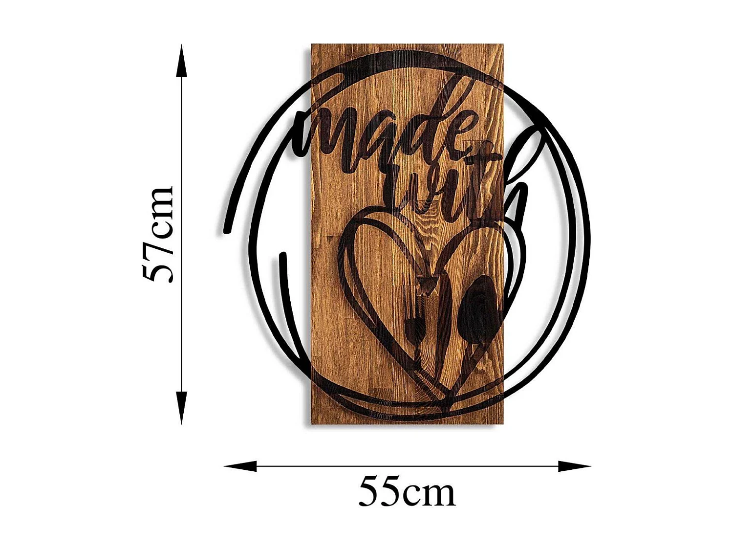 Décoration murale en bois et métal Citation Made With Love