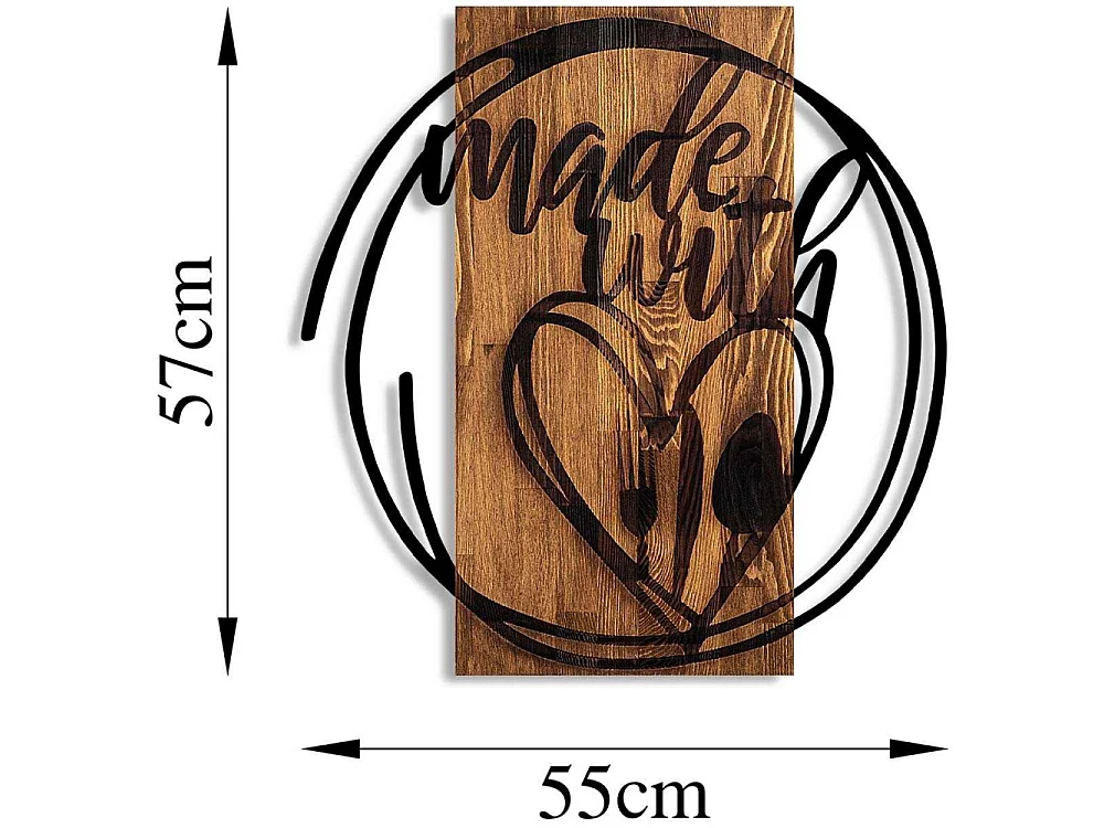 Décoration murale en bois et métal Citation Made With Love