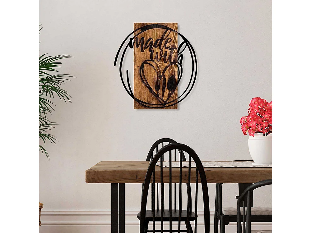 Décoration murale en bois et métal Citation Made With Love