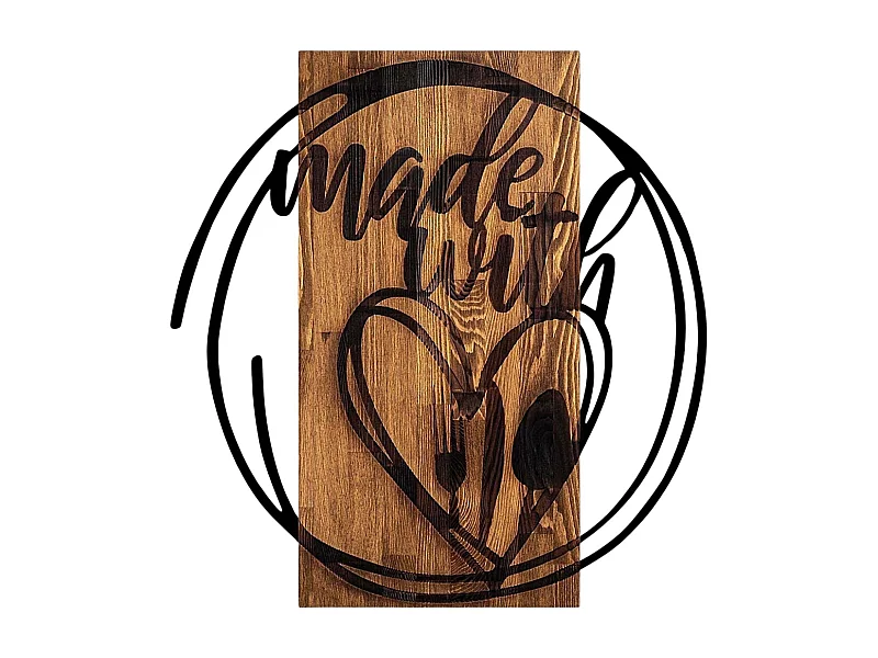Décoration murale en bois et métal Citation Made With Love