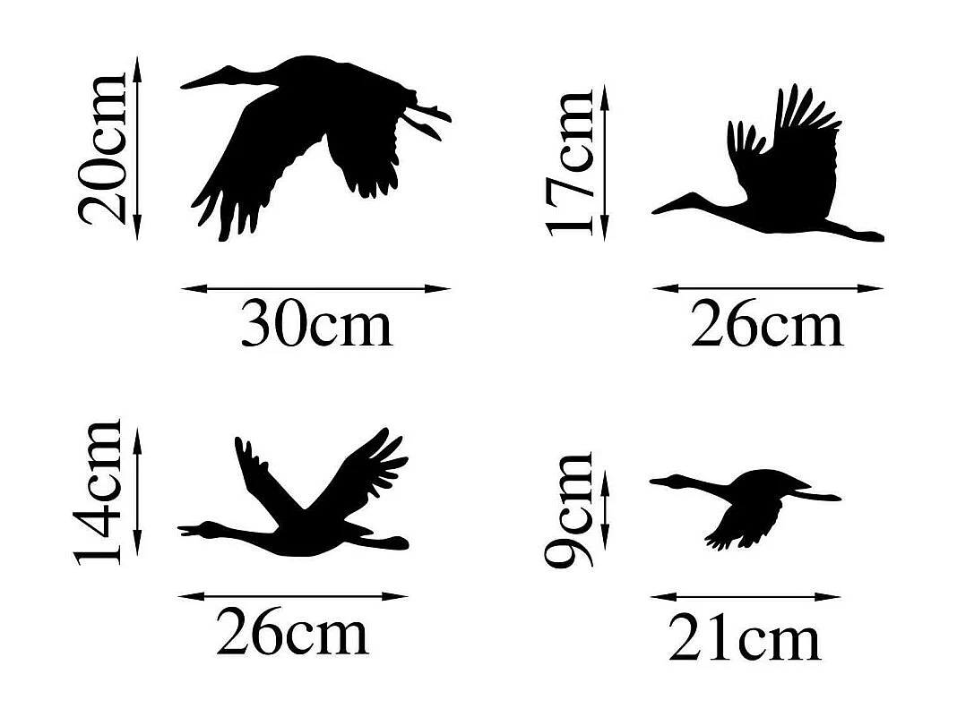 Accesorio decorativo de pared – 30 x 20 cm, 26 x 17 cm, 26 x 14 cm, 21 x 9 cm – Negro – 100% Metal