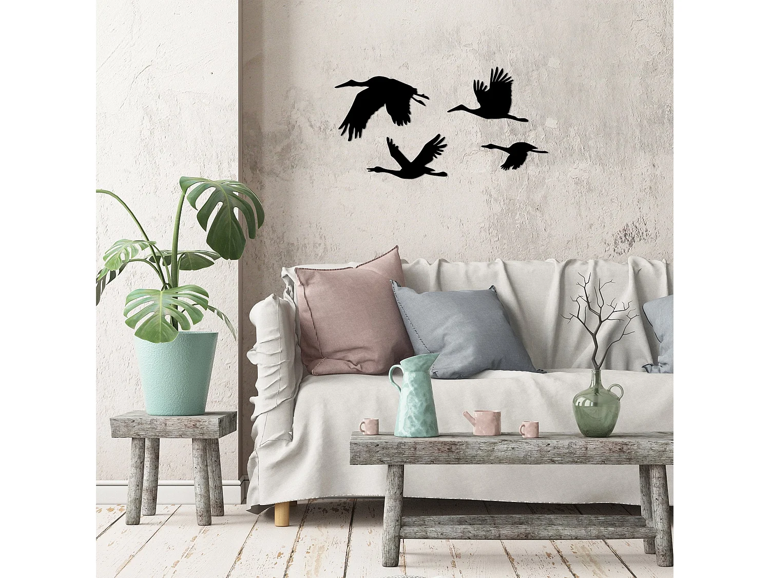 Accesorio decorativo de pared – 30 x 20 cm, 26 x 17 cm, 26 x 14 cm, 21 x 9 cm – Negro – 100% Metal