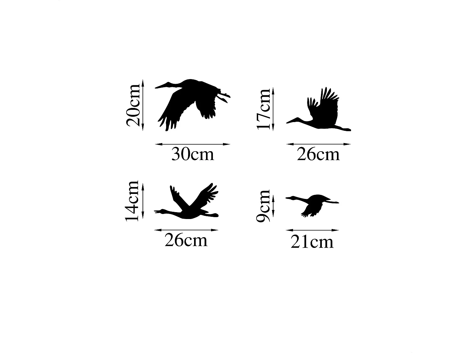 Accesorio decorativo de pared – 30 x 20 cm, 26 x 17 cm, 26 x 14 cm, 21 x 9 cm – Negro – 100% Metal