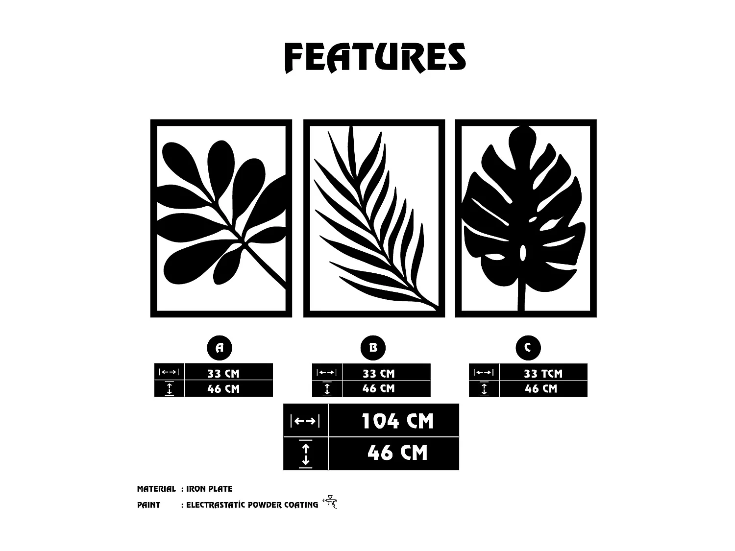 Décoration murale en métal Nature Feuilles